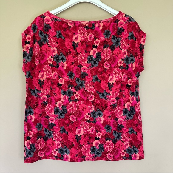 Talbots Stretchy Boxy Floral Casual Blouse Boat Neck Women 1XP Petite Pink femin - Picture 5 of 6